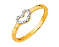 Złoty pierścionek z cyrkoniami - serce
