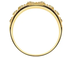 Złoty pierścionek z cyrkoniami - korona