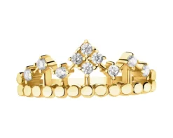 Złoty pierścionek z cyrkoniami - korona