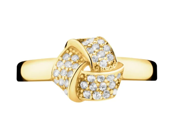 Złoty pierścionek z cyrkoniami