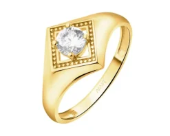 Złoty pierścionek z cyrkonią