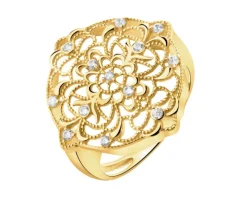 Złoty pierścionek z cyrkoniami - rozeta