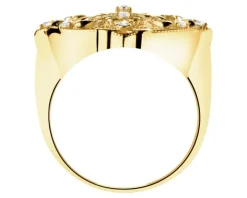 Złoty pierścionek z cyrkoniami - rozeta