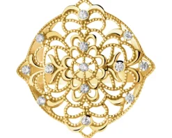 Złoty pierścionek z cyrkoniami - rozeta