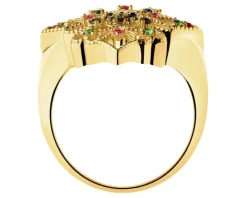 Złoty pierścionek z cyrkoniami - rozeta