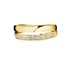 Złoty pierścionek z cyrkoniami