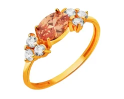 Złoty pierścionek z cyrkoniami