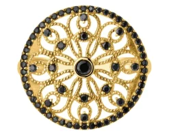 Złoty pierścionek z cyrkoniami - rozeta