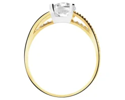 Złoty pierścionek z cyrkoniami