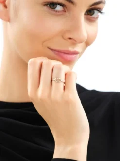 Złoty pierścionek z cyrkonią - serce