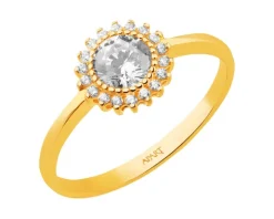 Złoty pierścionek z cyrkoniami