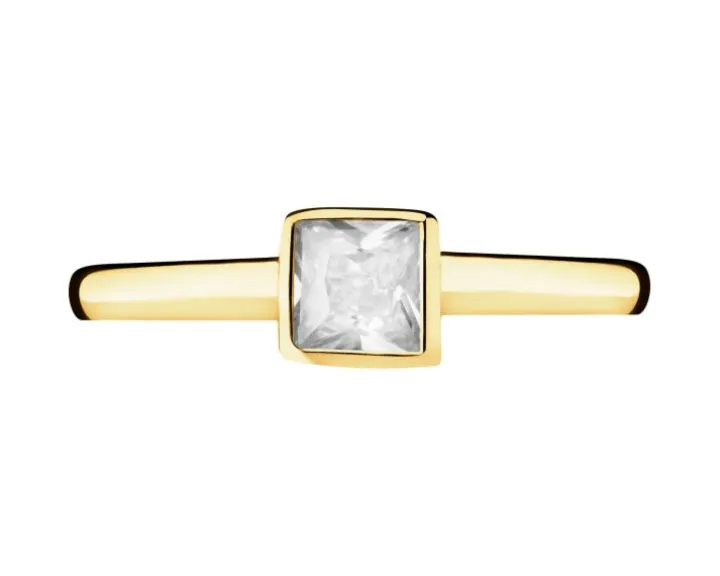 Złoty pierścionek z cyrkonią