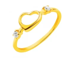 Złoty pierścionek z cyrkoniami - serce