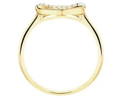 Złoty pierścionek z cyrkoniami - serce, nieskończoność