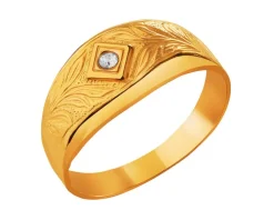Złoty pierścionek z cyrkonią