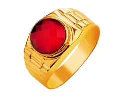 Złoty pierścionek z cyrkonią  - sygnet