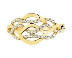 Złoty pierścionek z cyrkoniami