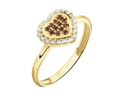 Złoty pierścionek z cyrkoniami - serce