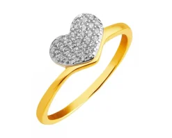 Złoty pierścionek z cyrkoniami - serce