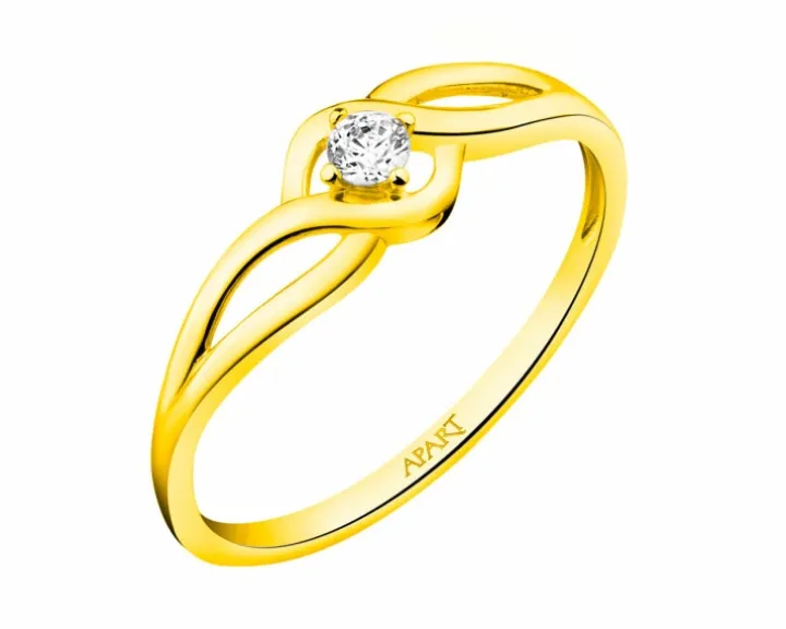 Złoty pierścionek z cyrkonią