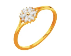 Złoty pierścionek z cyrkoniami - kwiat