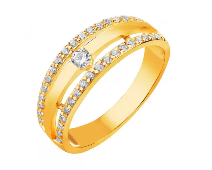Złoty pierścionek z cyrkoniami