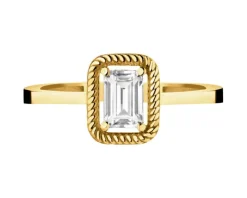 Złoty pierścionek z cyrkonią