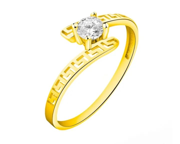 Złoty pierścionek z cyrkonią