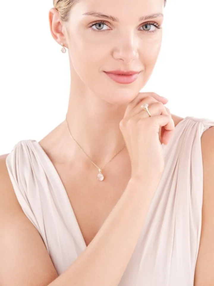 Złoty pierścionek z kwarcem