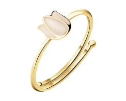 Złoty pierścionek z masą perłową - kwiat