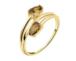 Złoty pierścionek z oliwinami syntetycznymi