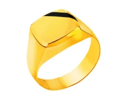 Złoty pierścionek z onyksem - sygnet