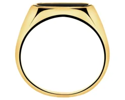 Złoty pierścionek z onyksem - sygnet