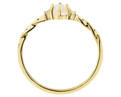 Złoty pierścionek z opalem syntetycznym i cyrkoniami