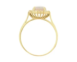 Złoty pierścionek z opalitem i cyrkoniami