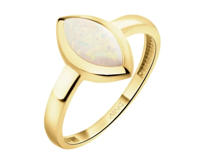 Złoty pierścionek z opalitem