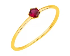 Złoty pierścionek z rubinem syntetycznym