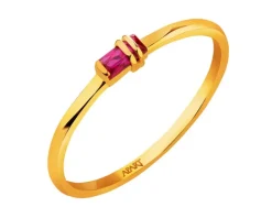 Złoty pierścionek z rubinem syntetycznym