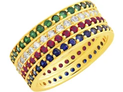 Złoty pierścionek z szafirami syntetycznymi - Eternity