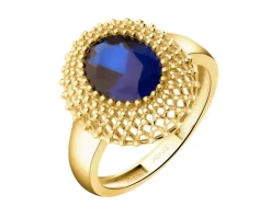 Złoty pierścionek z szafirem syntetycznym