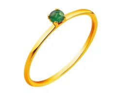 Złoty pierścionek ze szmaragdem syntetycznym