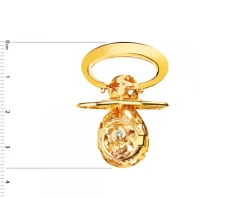 Złoty smoczek z cyrkonią - miś, serce